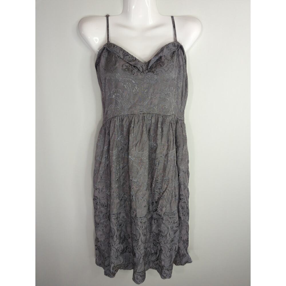 Anthropologie Maple Jacquard Sweetheart Neckline  Midi Dress Gray Womens Size 10